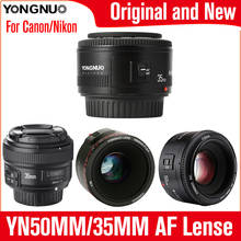 Объектив YONGNUO для Nikon F и камеры DSLR Canon, объектив YN 35 мм и 50 мм, F2.0, F2N, D7100, D3200, D3300, D3100, D5100, D90 2024 - купить недорого