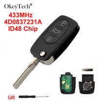 OkeyTech-llave de coche plegable, 3 botones, 433Mhz, 4D0837231A, transpondedor ID48Chip, Control remoto, para Audi A3, A4, A6, A8 2024 - compra barato