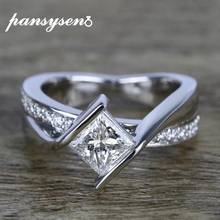 Женское кольцо из стерлингового серебра 925 пробы PANSYSEN, обручальное кольцо с квадратным цирконием, ювелирное изделие для свадьбы, оптовая продажа 2024 - купить недорого
