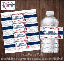 Etiquetas náuticas personalizadas para botella de agua, pegatinas de envoltura para Barra de dulces, ancla de barco azul marino, decoración para Baby Shower, 20 Uds. 2024 - compra barato