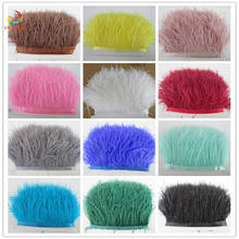 Hot 100 meters 8-10CM high quality colored real ostrich feather trims for skirt/dress/costume ribbon feathers trimming Wholesale 2024 - buy cheap