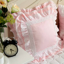 Floral European Embroidery Cushion Cover Ruffle Lace Cotton Pillow Cover Layers Elegant Sofa Pillowcase Princess Pillow Case 2024 - buy cheap