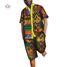 Summer African Clothes Men Patchwork Shirts and Short Pants Bazin Riche African Clothing 100% Cotton Mens 2 Pieces Sets WYN640 2024 - buy cheap