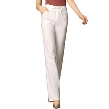 YUEY Women Drawstring Casual Pants Cotton Linen  White Black Khaki Breathable Spring Summer Straight Trousers S 4XL 2024 - buy cheap