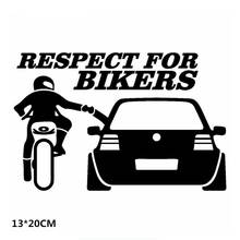 Car Sticker RESPECT FOR BIKERS Funny Auto Motorcycles Exterior Accssories Vinyl Decal for Skoda VW Audi Ford Jeep Kia,20cm*13cm 2024 - buy cheap