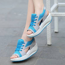 Sandálias de plataforma femininas de verão, cor pastel, com cadarço, casual, respirável, sapatos de cunha, sandálias femininas wsh3289 2024 - compre barato
