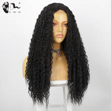 Xishixiuhair 24 "peruca de cabelo sintético longo encaracolado lace front marrom, peruca natural resistente ao calor linha fina para mulheres negras 2024 - compre barato