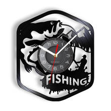 Fisherman Home Decor Silent Quartz Wall Time Clock Fishing Vinyl Record Watch Fishing Retro Clock Fisherman Fishing Lovers Gift 2024 - buy cheap