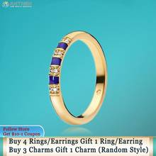 Ahthen 925 Sterling Silver Ring Blue Stripes Zircon Rings 925 Silver Women Rings Ngagement Rings Women Jewelry Making Girl Gift 2024 - buy cheap