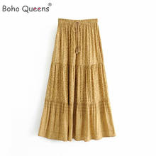 Boho rainhas moda hippie feminino praia boêmio leopardo imprimir saia cintura alta elástica a linha maxi saia femme 2024 - compre barato