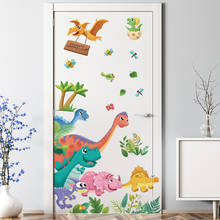Dinossauros dos desenhos animados adesivos de parede vinil diy animal mural decalques para quartos dos miúdos quarto do bebê crianças berçário porta decoração para casa 2024 - compre barato