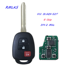 Novo sem cortes para toyota rav4 highlander keyless remoto fob transmissor GQ4-52T g h chip 3 botão 2024 - compre barato