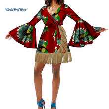 Roupas femininas africanas wy5348, mini vestido de festa casual com manga comprida e gola v 2024 - compre barato