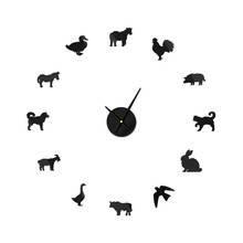 Barn Animal New Super Big DIY Wall Clock Farm Animals Acrylic Mirror Clock Super Digital Watches Clocks Farmyard Kitchen Decor 2024 - buy cheap