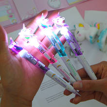 1 Pcs Creative Cartoon Unicorn Light Pen Cute Glowing Ballpoint Pen Student Stationery 0.5mm Writing Tool School Supplies 2024 - buy cheap