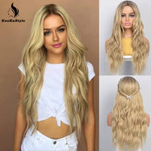 KooKaStyle Synthetic Long Wigs Long Wavy Wigs for Black Women Omber Blonde/Orange Cosplay Wigs for Women Heat Resistant Hair 2024 - купить недорого