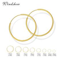 9Size  Yellow Gold Color Small to Big Large Circle Endless Loop Hoop Earrings For Women Girls Kids Simple Piercing Jewelry 2024 - compra barato