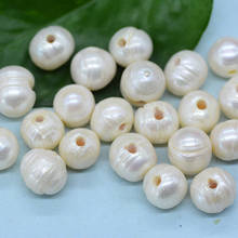 200pcs/lot 9-10mm 2mm Big Hole White Loose Freshwater Pearl Beads 2024 - buy cheap