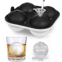 Molde de bola de hielo de silicona, bola de hielo transparente de cristal de 4 cavidades, esfera de whisky de 2020 pulgadas, novedad de 2,5 2024 - compra barato