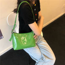 Bolsa de mão feminina couro patenteado, bolsa de mão pequena bolsa da moda design de ombro crossbody para mulheres 2024 - compre barato