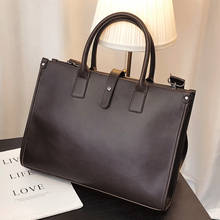 Повседневный кожаный портфель для мужчин, деловая кожаная сумка, мужские сумки через плечо для компьютера 14 дюймов 2024 - купить недорого