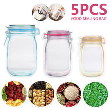 5pcs Reusable Mason Jar Bottles Bags Nuts Candy Cookies Bag Seal Fresh Food Snacks Zipper Sealed Kitchen Organizer Zip Lock Bag 2024 - buy cheap