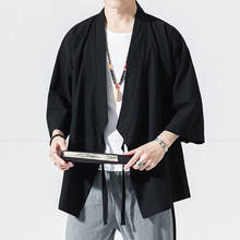 Cárdigan de estilo chino para hombre, chaqueta negra holgada, Tops, bata, Kimono japonés Harajuku, ropa Oriental de Asia 2024 - compra barato