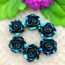 6pcs mix 20mm AB Resin 3d flower Flatback Rhinestone Wedding buttons crafts DIY 2024 - buy cheap