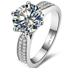 Оригинальное кольцо из белого золота 14 к 585 с шестью зубцами, 2 карата, великолепное Женское Обручальное кольцо, идеальный подарок на день Святого Валентина 2024 - купить недорого