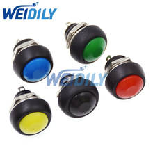 Interruptor de pressão instantâneo à prova d'água, 5 tamanhos preto/vermelho/verde/amarelo/azul, 12mm, 3a, 125v/1a, 250v, configuração de retorno 2024 - compre barato
