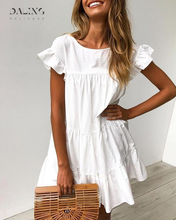 Vestido de verano de manga corta con volantes, informal, blanco, para playa, 2021 2024 - compra barato
