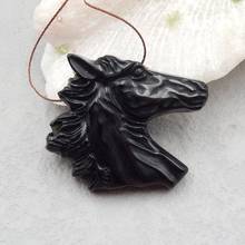 Colgante de cabeza de caballo de obsidiana tallada con piedra Natural, abalorio de 40x50x9mm, accesorio colgante de moda de 20,6g 2024 - compra barato