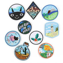 Iron on Patches for Clothing Stripe Round Planet Letter Mountain Badges Sticker on Clothes for DIY Appliques Embroidered Patches 2024 - buy cheap