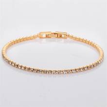 2mm Gold Color Slim Cluster Crystals Tiny Mini Tennis Link Chain Bracelets for Women Girls Jewelry pulseira feminina Hot Gifts 2024 - buy cheap