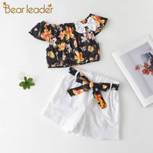 Conjunto infantil de urso líder floral para meninas, camiseta e calça curtas de verão para recém-nascidos para meninas 1-5 anos 2024 - compre barato