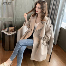 FTLZZ Women Windbreaker Spring Autumn Classic Trench Coat Casual Thin Female Overcoat Long Coat Female Slim Outwear Coats 2024 - buy cheap