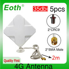 Eoth-Antena SMA 2m 4G LTE, Antena 35dBi, 2 x conector SMA IOT 4G, repetidor de módem + conector SMA hembra a CRC9 macho, 5 uds. 2024 - compra barato