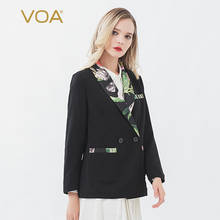 VOA Pacific Island Country Style Holiday Silk Flower Jacket Women Spring Autumn Office Ladies Double Breasted Woman Coats W599 2024 - buy cheap