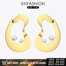 Enfashion Ripple Earring Trendy Geometric Pearl Drop Earrings For Women Earings Fashion Jewelry Pendientes Mujer Moda 2020 E1058 2024 - buy cheap