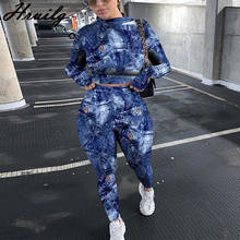 Wholesale Casual Women Two Piece Outfits Imitation Denim Print 2 Piece Outfits For Women Pants and Top Fashion 2 Peice Sets 2024 - buy cheap