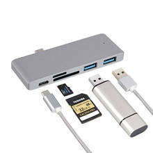 Hub Thunderbolt 3 USB tipo C para MacBook, adaptador de base de USB-C de 12 pulgadas con ranura para lector Micro SD/TF para Mac Book Pro, HUB USB C 2024 - compra barato