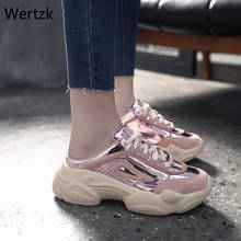 Tênis chunky feminino plataforma para primavera, calçado feminino casual rosa para treino b520 2024 - compre barato