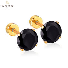 ASONSTEEL 3-7mm Gold Color AAA Cubic Zirconia Screw Stud Earring Set for Women Girl Piercing Stainless Steel Earrings Jewelry 2024 - buy cheap