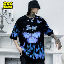 Hip Hop T Shirt Men 2020 Streetwear Harajuku Butterfly Printed Tshirt Short Sleeve Cotton Loose HipHop T-Shirt Plus Size WG804 2024 - buy cheap