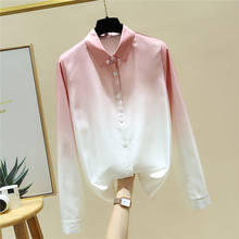 Camisa e blusa feminina chiffon manga longa, camisa para escritório 2021 2024 - compre barato
