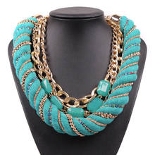 New Fashion Design Yarn Rope Gold Color Chain Statement Choker Collar Bib Big Chunky Necklace for Women Winter Jewelry Wholesale 2024 - buy cheap