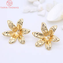 (3197)4PCS 25MM 24K Gold Color Plated Brass Flower Beads Caps with Half Pins Tassel Caps  Jewelry Findings Earrings Accessorie 2024 - buy cheap