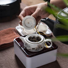 Креативная Горячая Распродажа, полный набор, чайник, чашка, керамика, кунг-фу, портативный дорожный чайный сервиз, простой домашний уличный чайный сервиз 2024 - купить недорого