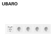 UBARO 430*86mm EU Standard Glass Panel Wall Socket, Usb 5V 2A Electrical Outlet, Modular Power Built in Socket,Ac110-250V 16A 2024 - buy cheap