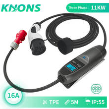 Khons 11KW 3 Phase EVSE Type 2 Electric Vehicle Car EV Charger With Red CEE Plug 16A Adjustable 16ft EV Cable Charging Connector 2024 - buy cheap